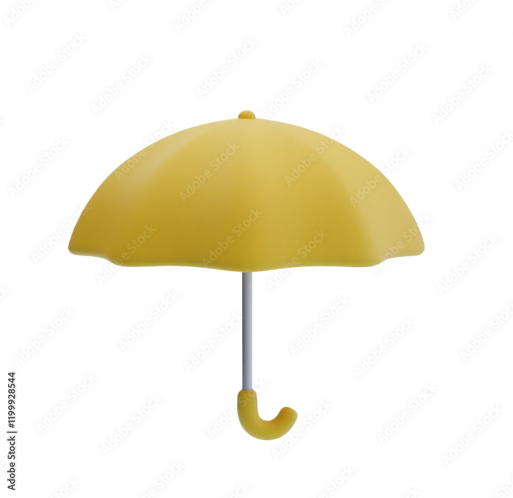 3d white yellow umbrella, 3d render icon isolated on transparent background 3d white yellow umbrella, 3d render icon isolated on transparent background