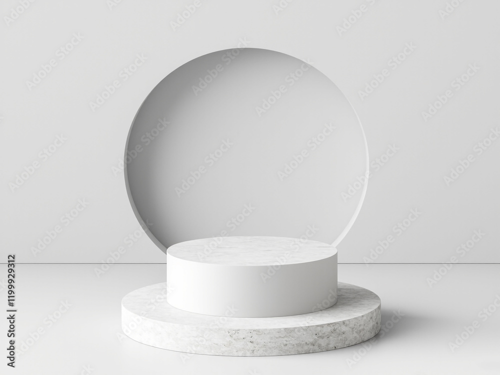White podium for exhibition product minimal add object natural plant background for mockup cosmetic and other product White podium for exhibition product minimal add object natural plant background for mockup cosmetic and other product