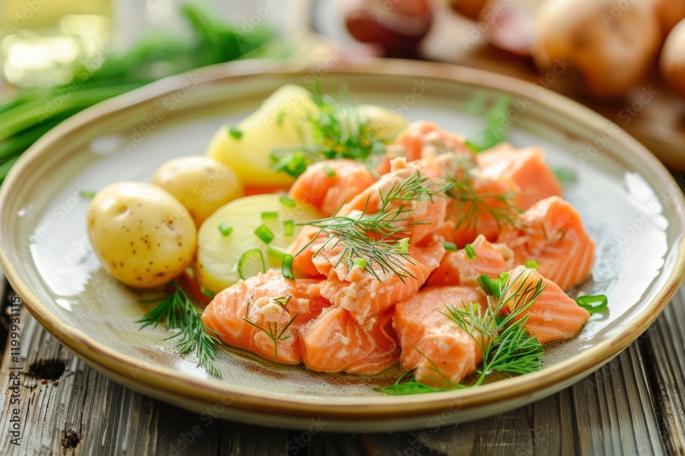 Fresh salmon with potatoes and herbs Fresh salmon with potatoes and herbs