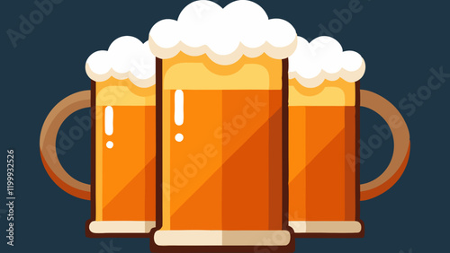 Beer glass flat icon. Vector illustration of two beer mugs.