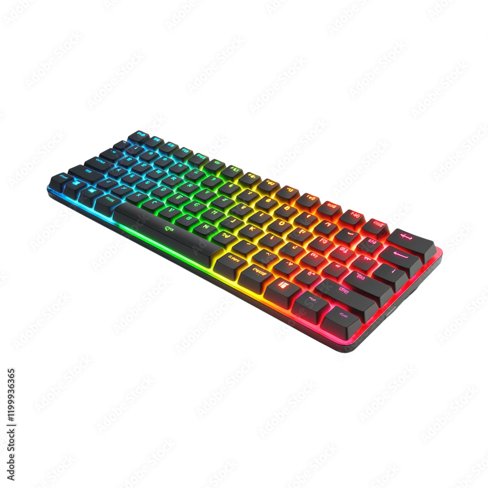 Colorful Gaming Keyboard with RGB Lighting Effects Isolated on transparent background Colorful Gaming Keyboard with RGB Lighting Effects Isolated on transparent background