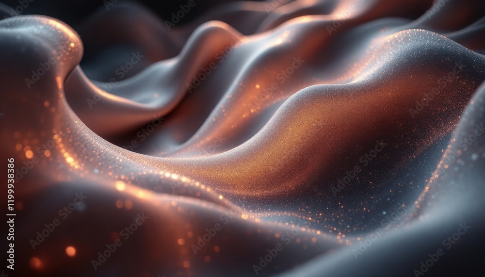 Fototapeta premium Futuristic metallic wave texture with glowing highlights