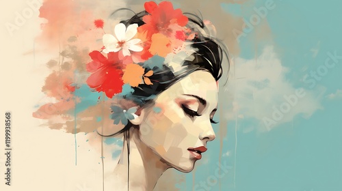 Feminine Women's Day Background with Vibrant Colors and Graceful Elements