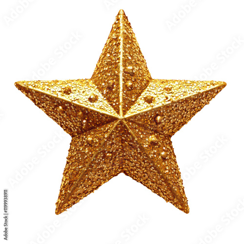 Golden star on transparent background, PNG  photo