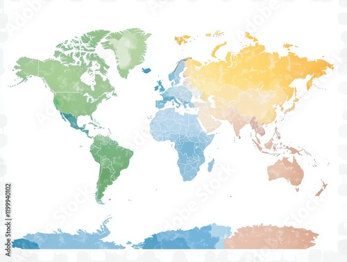 watercolor world map in vibrant shades of multicolor for global projects and designs showcasing diversity on planet earth