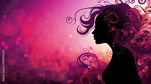 Celebratory Women's Day Background with Roses and and Floral Patterns 
