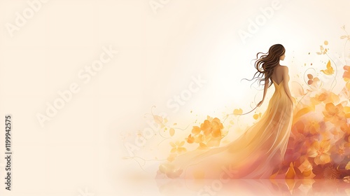 Celebratory Women's Day Background with Roses and and Floral Patterns 
