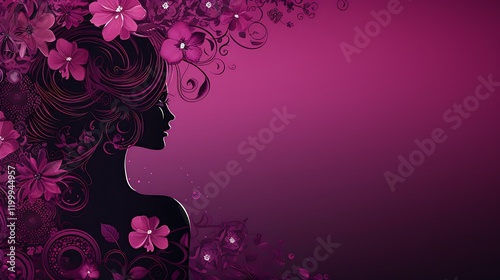 Modern Women's Day Background with Minimalist Design and Floral Accents