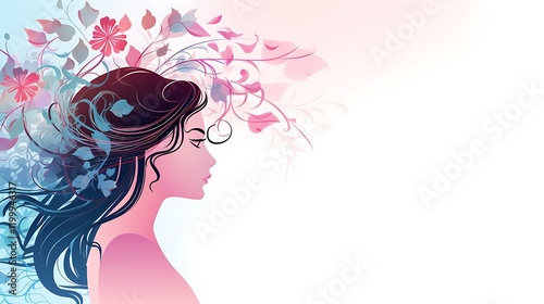 Modern Women's Day Background with Minimalist Design and Floral Accents