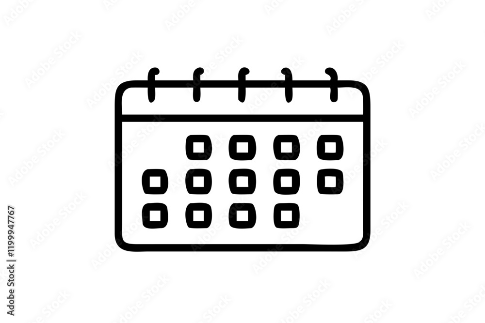 Elegant Calendar Silhouette Icon on Bright White Background Elegant Calendar Silhouette Icon on Bright White Background