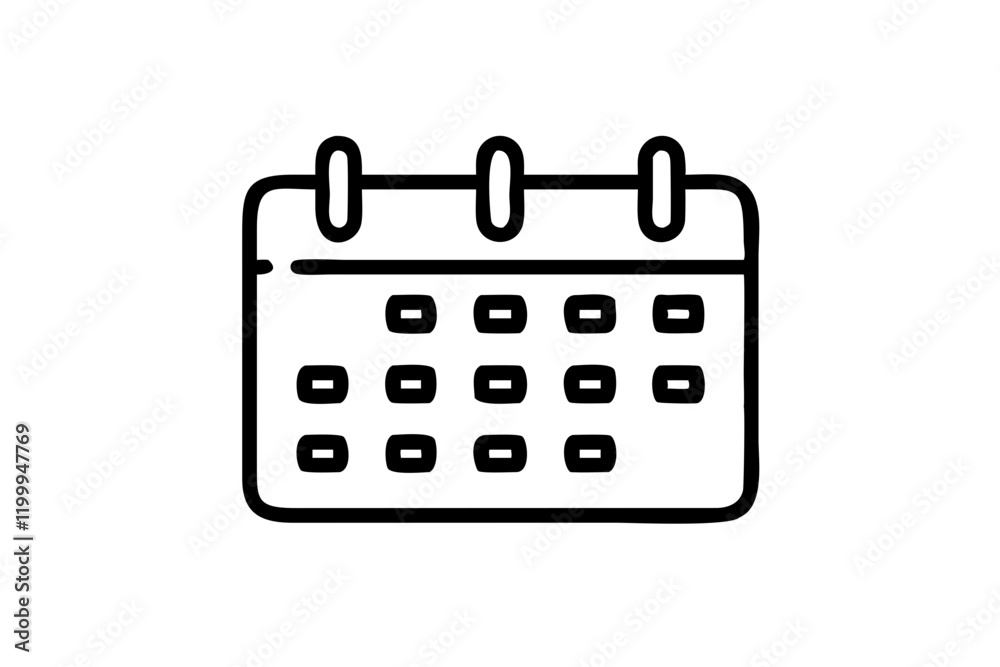 Elegant Calendar Silhouette Icon on Bright White Background Elegant Calendar Silhouette Icon on Bright White Background