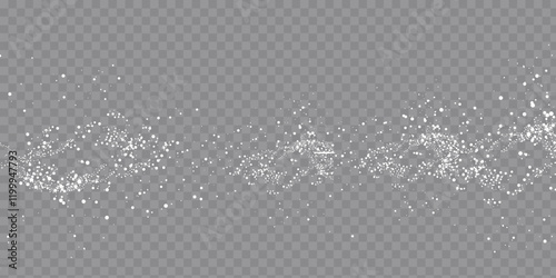 Collection of glittering stars with silver shimmering swirls, shiny glitter design. Magical motion, sparkling lines on a black background.