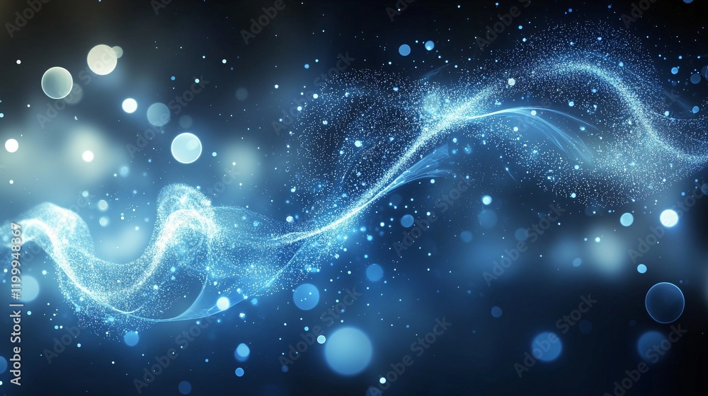 Abstract blue glowing wave particle design. Abstract blue glowing wave particle design.