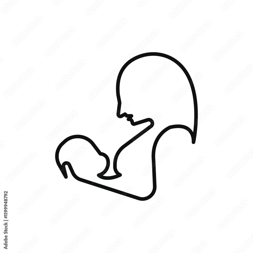 Breastfeeding icon Flat simple outline