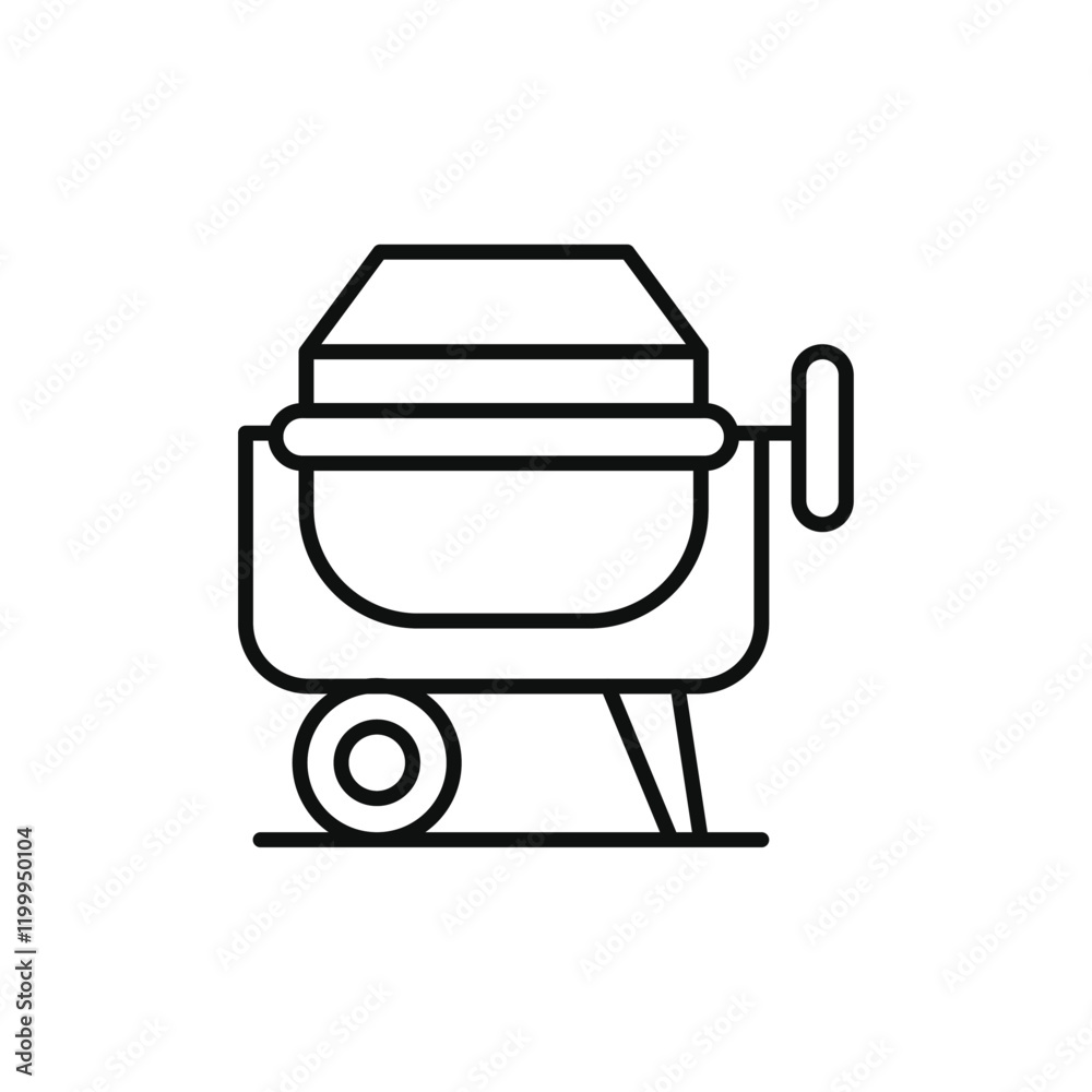Cement mixers icon Flat simple outline Cement mixers icon Flat simple outline