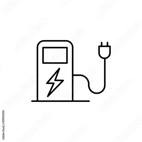 Charging station icon Flat simple outline