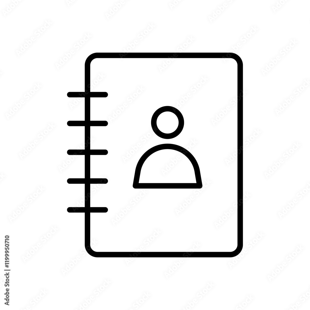 Contact book icon Flat simple outline Contact book icon Flat simple outline