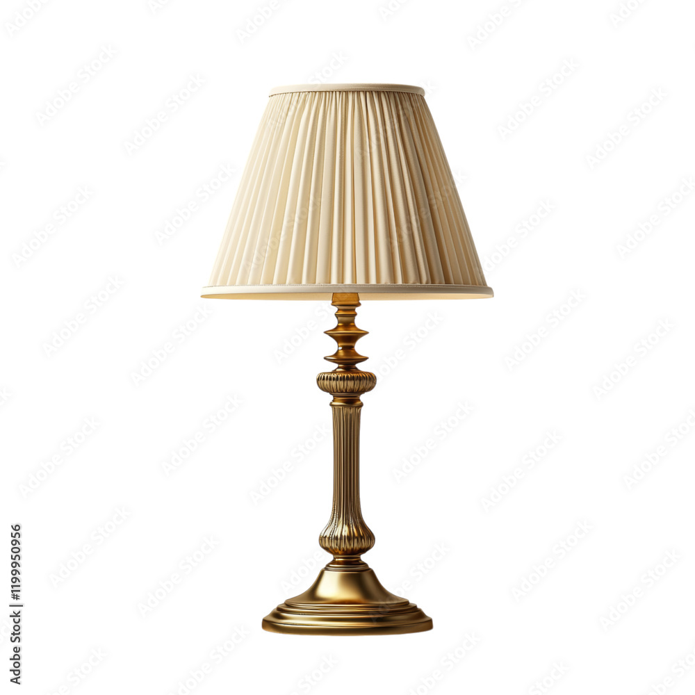 Elegant Table Lamp with Pleated Shade in Warm Light Isolated on transparent background Elegant Table Lamp with Pleated Shade in Warm Light Isolated on transparent background