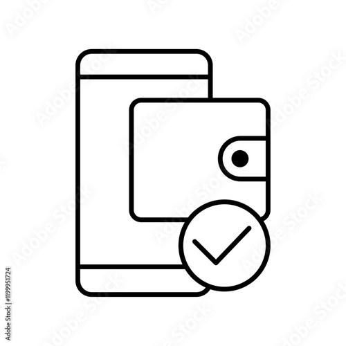 Digital wallet icon Flat simple outline