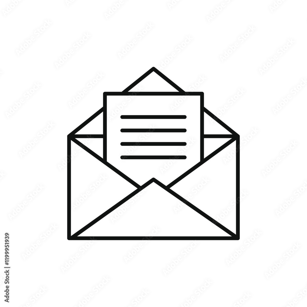 Document envelope icon Flat simple outline Document envelope icon Flat simple outline