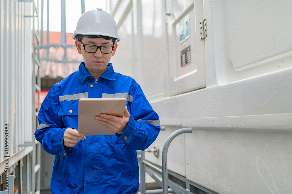 Engineer Overseeing Industrial Cooling System,Factory Technician Performing Machine Maintenance,Monitoring Machinery in Production Facility Engineer Overseeing Industrial Cooling System,Factory Technician Performing Machine Maintenance,Monitoring Machinery in Production Facility