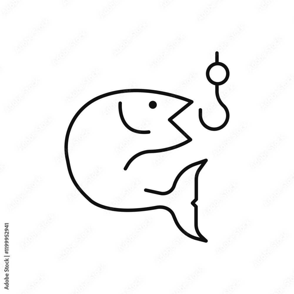 Fishing icon Flat simple outline Fishing icon Flat simple outline