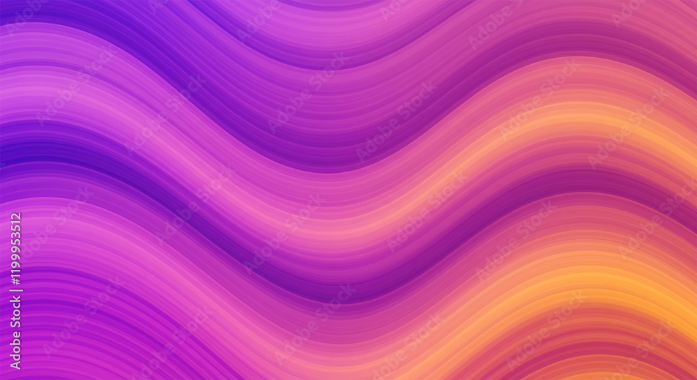 Fototapeta premium Abstract Background with Wavy Lines in Purple, Pink and Yellow Colors