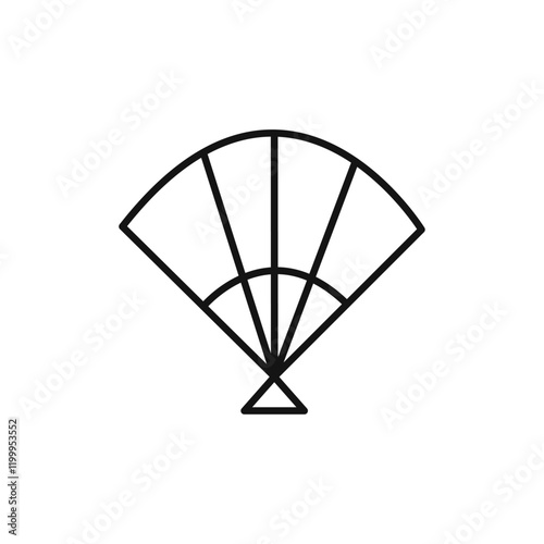 Hand fan icon Flat simple outline