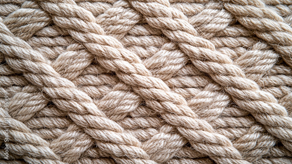 A close-up of braided natural rope showcasing its texture and pattern, ideal for design and crafting projects. A close-up of braided natural rope showcasing its texture and pattern, ideal for design and crafting projects.