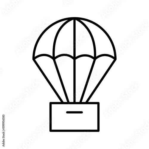 Parachute icon Flat simple outline