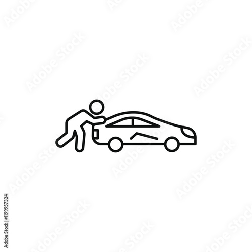 Pushing car icon Flat simple outline