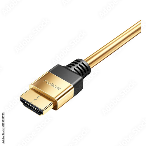 Premium HDMI Cable with Gold Connector and Sleek Design Isolated on transparent background