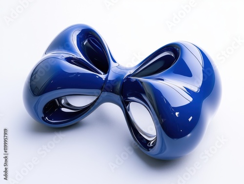 A sleek, glossy bow designed in a bold cobalt blue, smooth and polished finish photo