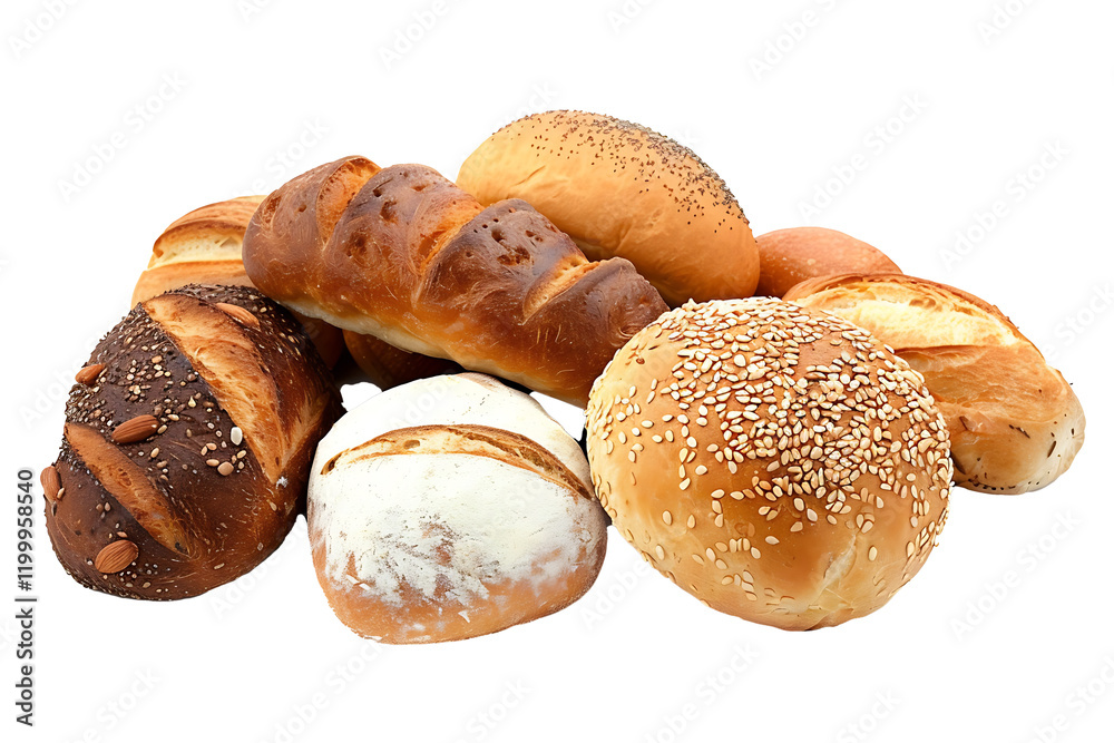home baked different breads isolated on a transparent background home baked different breads isolated on a transparent background