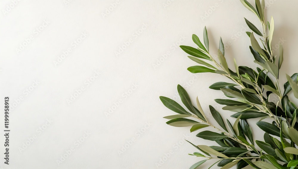 Olive branches on white background; copy space; nature Olive branches on white background; copy space; nature