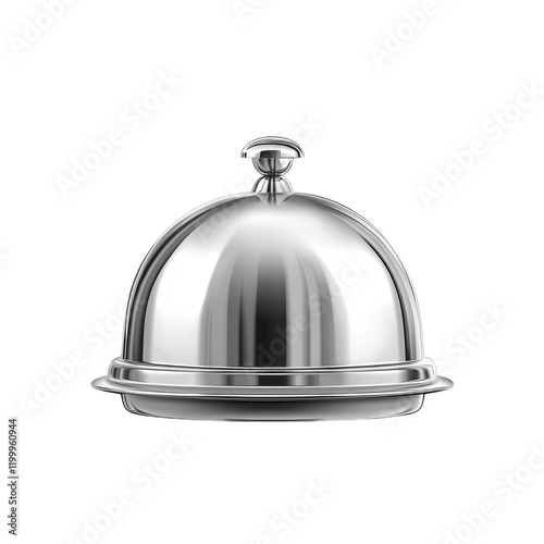 Elegant Silver Food Cover for Culinary Presentation Isolated on transparent background