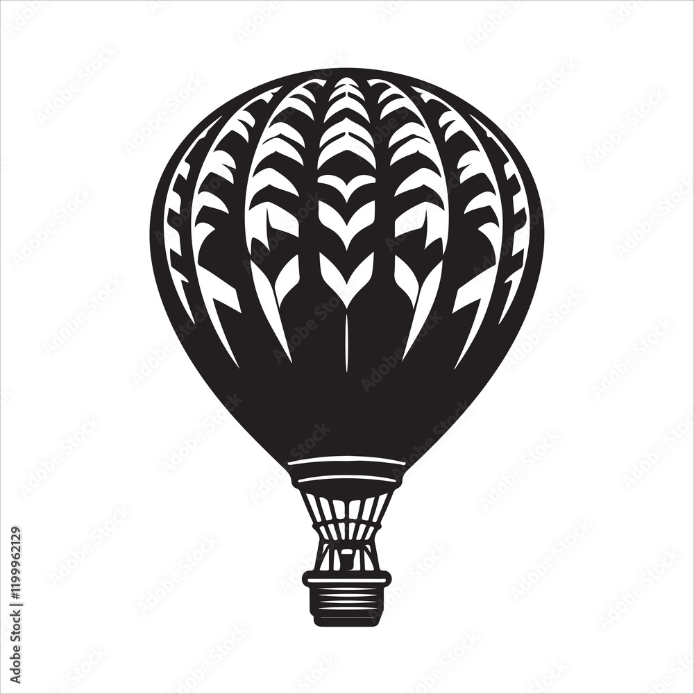 Fototapeta premium Hot air balloon silhouette on white background