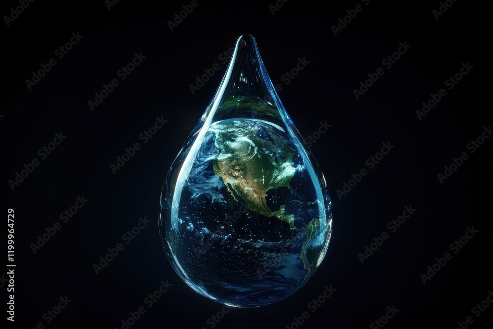 Visual representation of Earth shaped like a drop of water showcasing global perspective