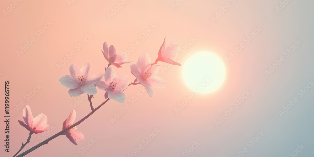 custom made wallpaper toronto digitalDelicate Pink Blossoms Silhouetted Against a Sunset Sky