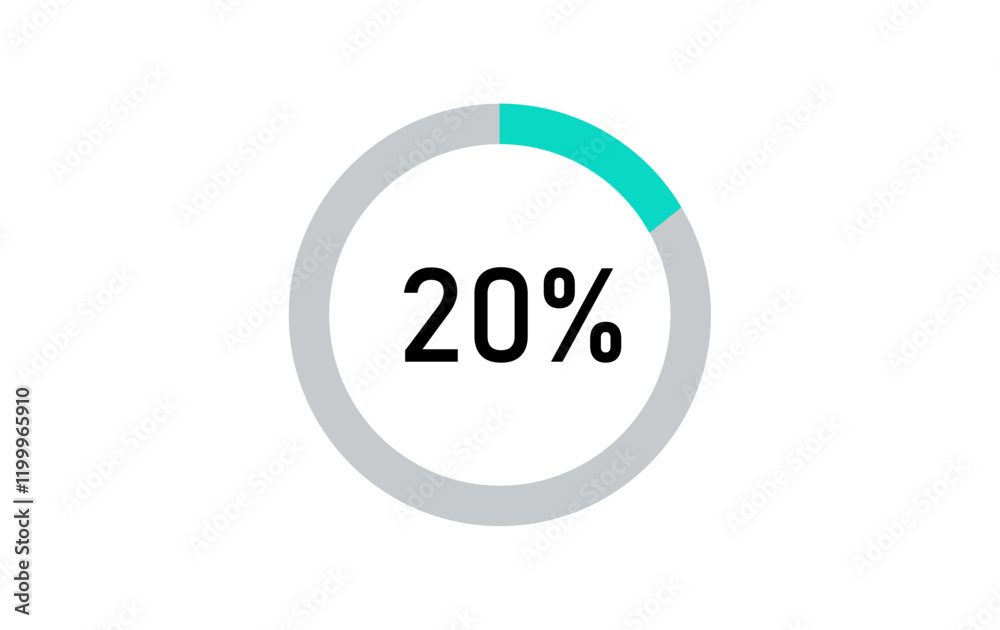 20% progress bar icon, isolated transparent 20% loading bar icons in circle 20% progress bar icon, isolated transparent 20% loading bar icons in circle