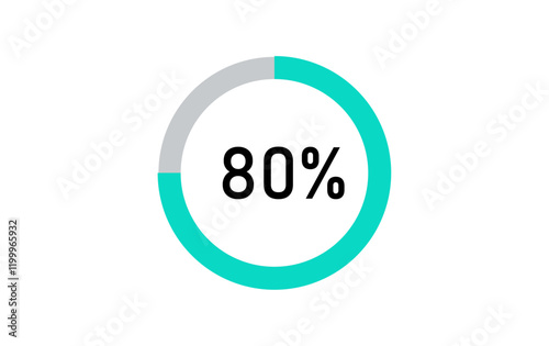 Circle progress bar, circle percentage progress bar, 80% circle progress loading bar transparent vector icon