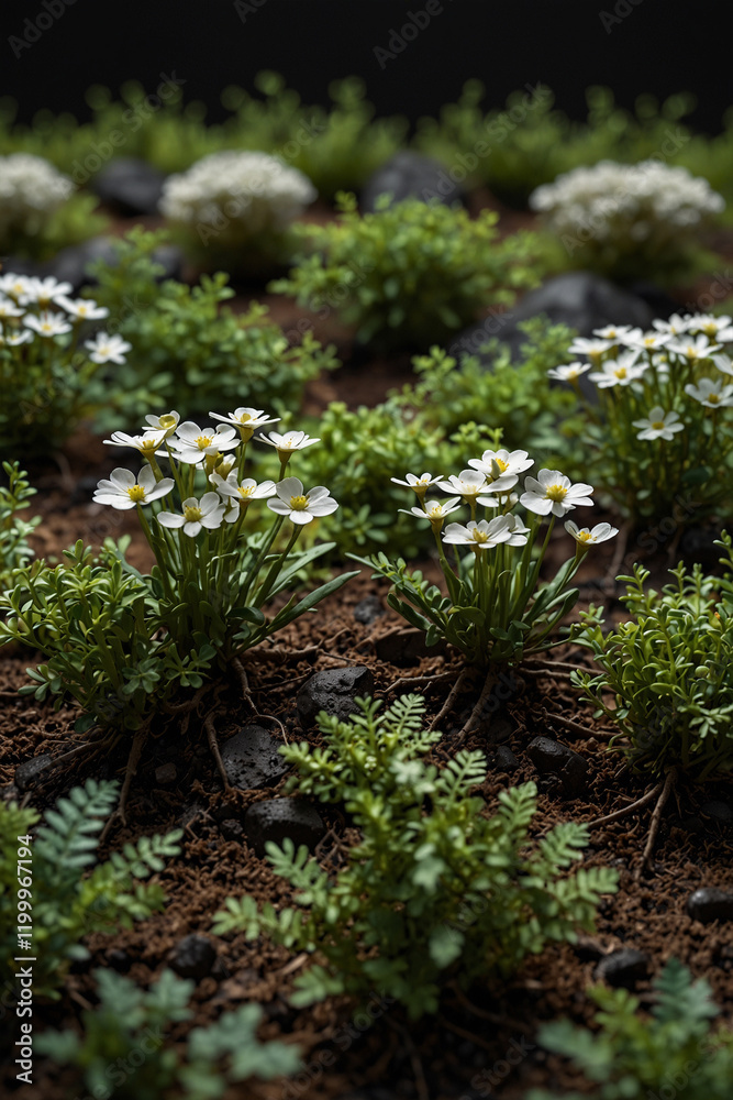 Delicate yellow flowers growing among rocks and moss. Natural and detailed, perfect for nature, garden, and botanical themes. Serene and peaceful Delicate yellow flowers growing among rocks and moss. Natural and detailed, perfect for nature, garden, and botanical themes. Serene and peaceful