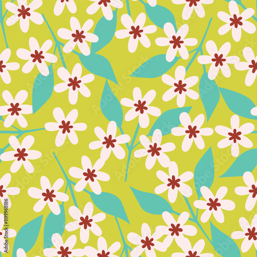 Vintage seamless floral pattern. Liberty style background of small pastel colorful flowers. Small flowers scattered over a white background. Stock vector for printing on surfaces