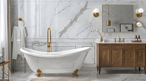 Elegant freestanding bathtub enhancing modern bathroom interior design