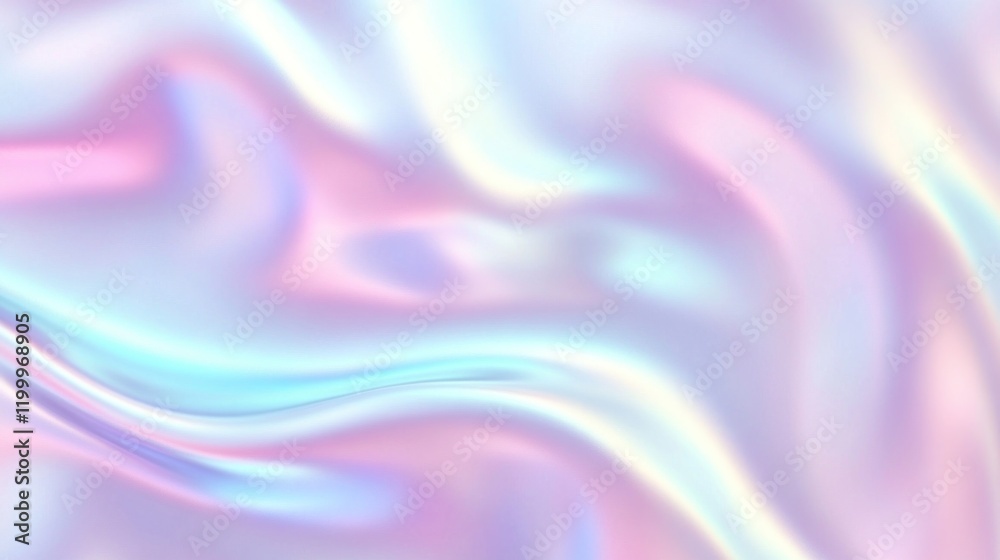 Fototapeta premium Colorful iridescent, holographic rainbow foil texture background. Iridescent fabric trendy cloth holographic texture purple pink blue metal