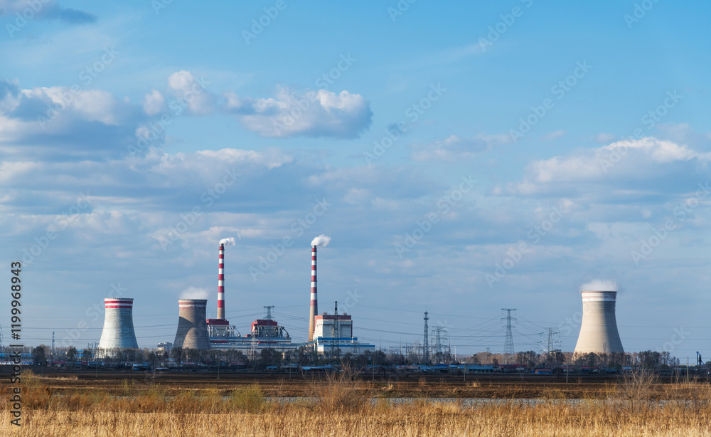 Modern thermal power station producing heat Modern thermal power station producing heat