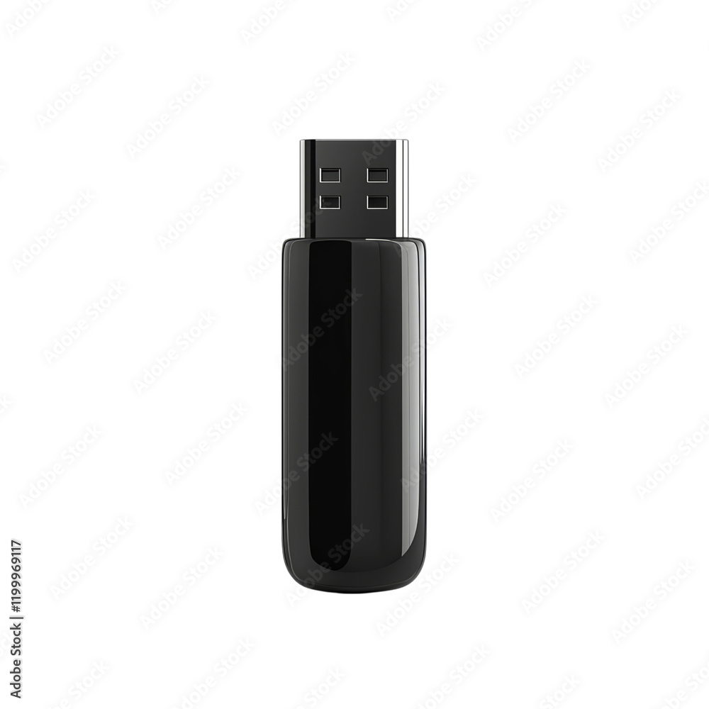 Black USB Flash Drive on White Background Isolated on transparent background Black USB Flash Drive on White Background Isolated on transparent background