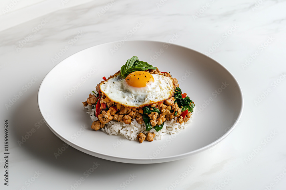 Thai basil chicken stir-fry with jasmine rice Thai basil chicken stir-fry with jasmine rice