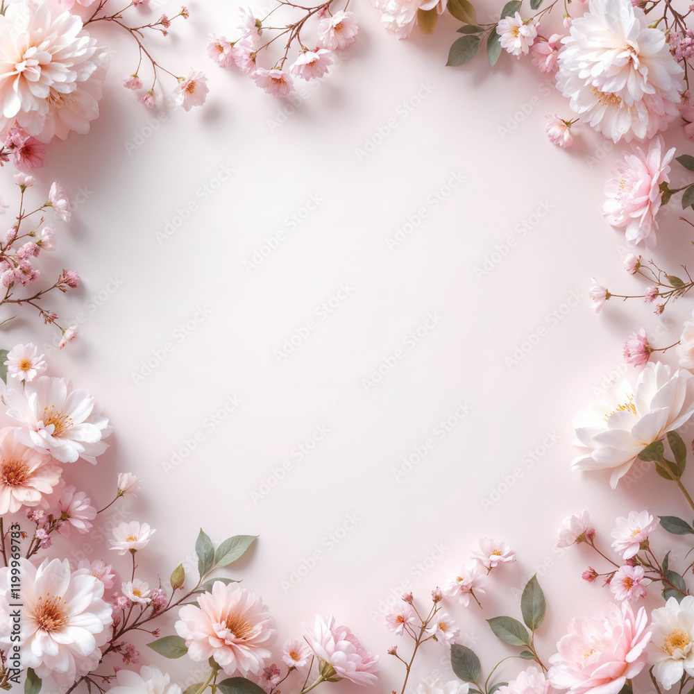 Elegant Minimalism Pink Floral Border Card Design Elegant Minimalism Pink Floral Border Card Design