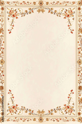 Elegant floral border framing pastel background with decorative swirls and fl...